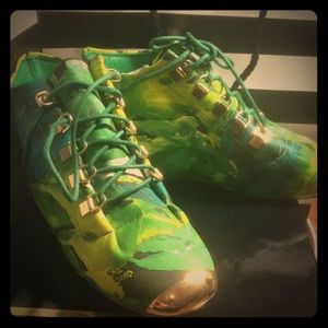 Colorful-green/yellow water color- booties